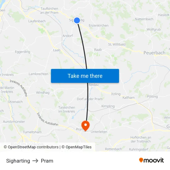 Sigharting to Pram map