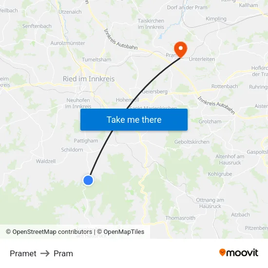 Pramet to Pram map