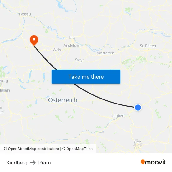 Kindberg to Pram map