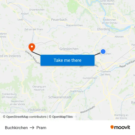Buchkirchen to Pram map