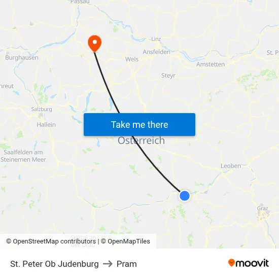 St. Peter Ob Judenburg to Pram map