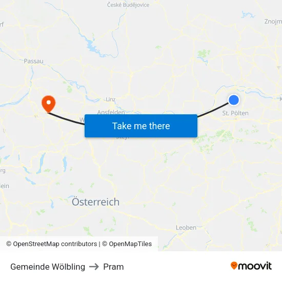 Gemeinde Wölbling to Pram map