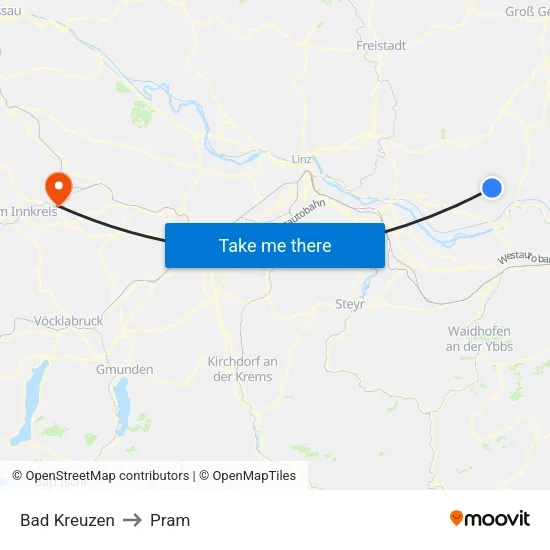 Bad Kreuzen to Pram map