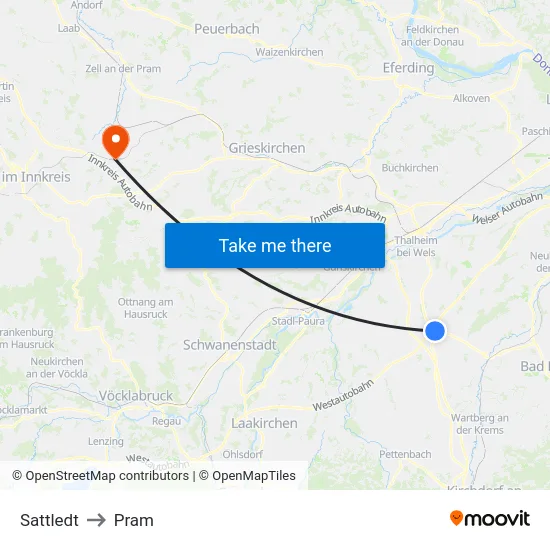 Sattledt to Pram map