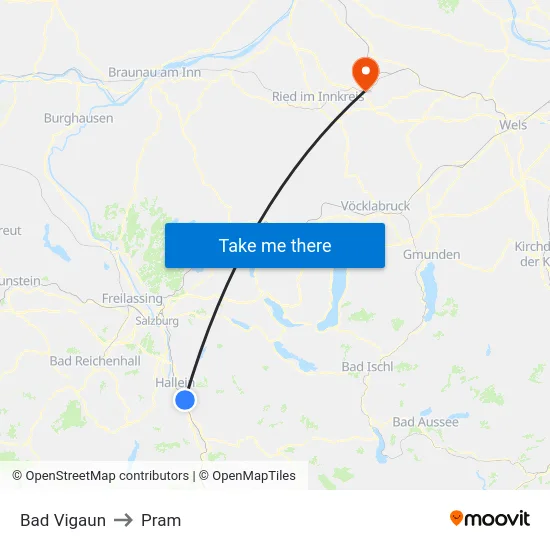 Bad Vigaun to Pram map