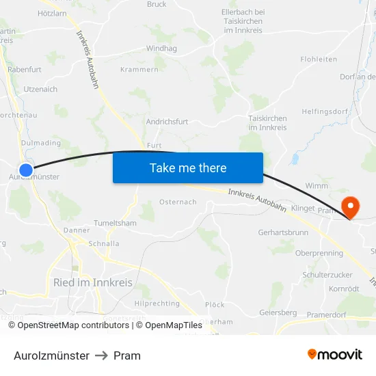 Aurolzmünster to Pram map