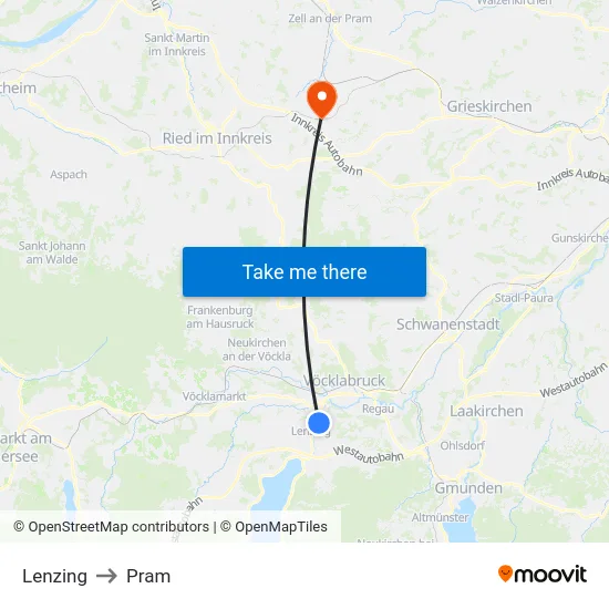 Lenzing to Pram map