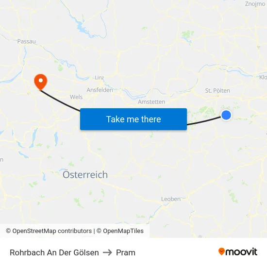 Rohrbach An Der Gölsen to Pram map