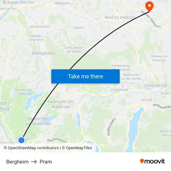 Bergheim to Pram map