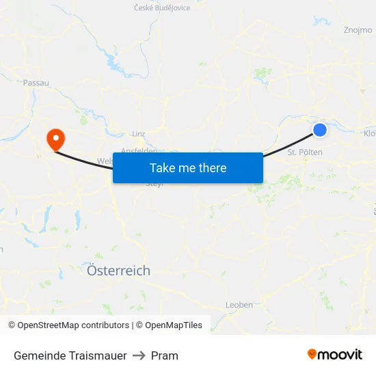 Gemeinde Traismauer to Pram map