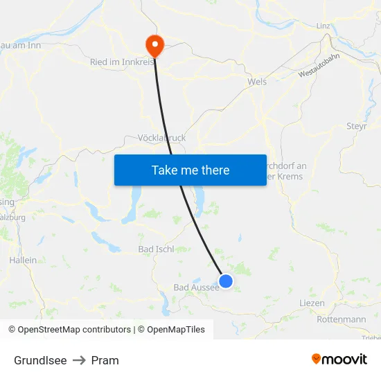 Grundlsee to Pram map