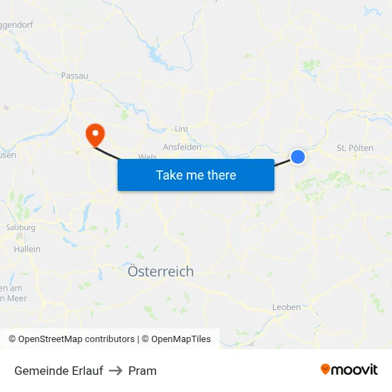 Gemeinde Erlauf to Pram map