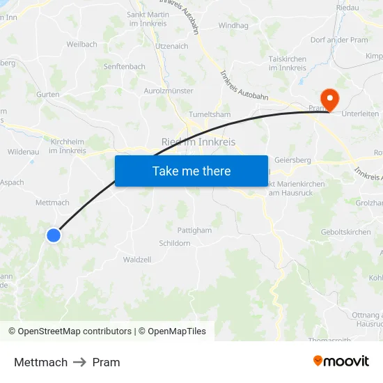 Mettmach to Pram map