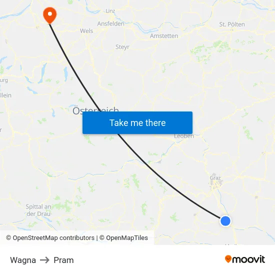 Wagna to Pram map