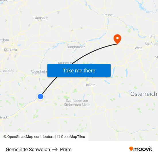 Gemeinde Schwoich to Pram map