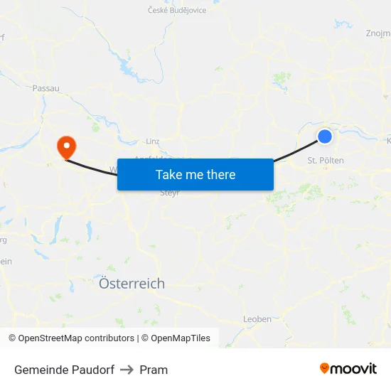 Gemeinde Paudorf to Pram map