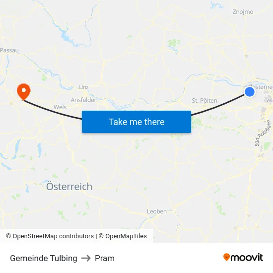 Gemeinde Tulbing to Pram map