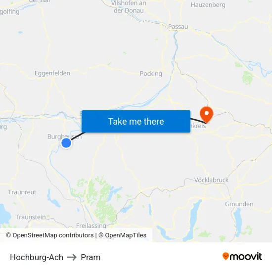 Hochburg-Ach to Pram map