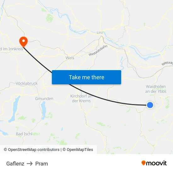 Gaflenz to Pram map