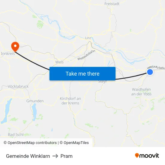 Gemeinde Winklarn to Pram map