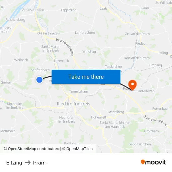Eitzing to Pram map