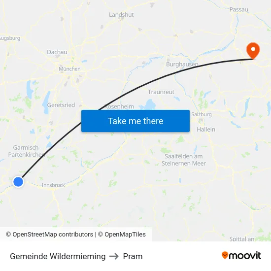 Gemeinde Wildermieming to Pram map