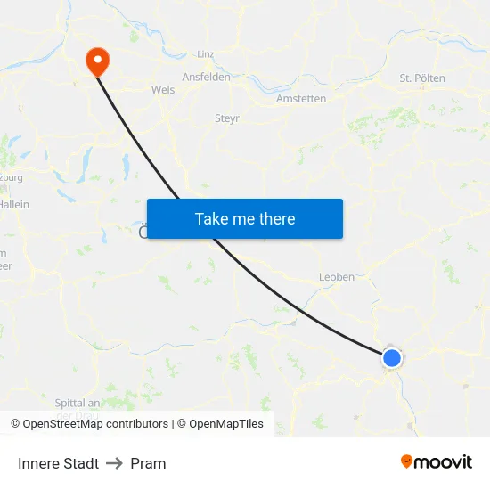 Innere Stadt to Pram map