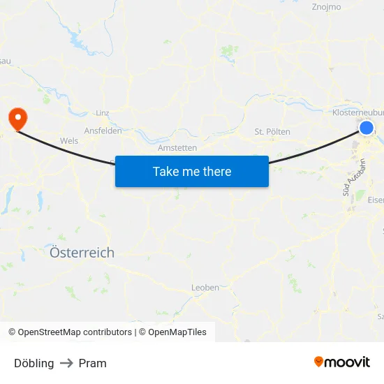 Döbling to Pram map