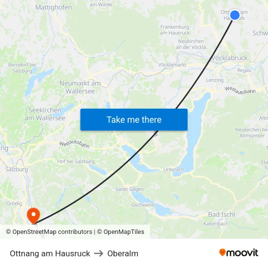 Ottnang am Hausruck to Oberalm map