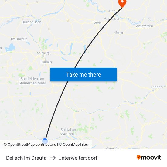 Dellach Im Drautal to Unterweitersdorf map