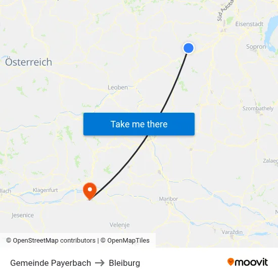 Gemeinde Payerbach to Bleiburg map