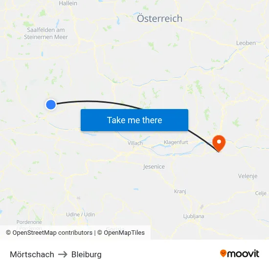 Mörtschach to Bleiburg map