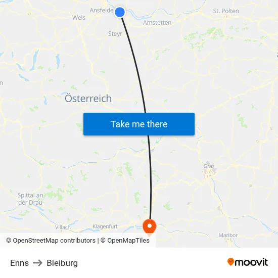 Enns to Bleiburg map