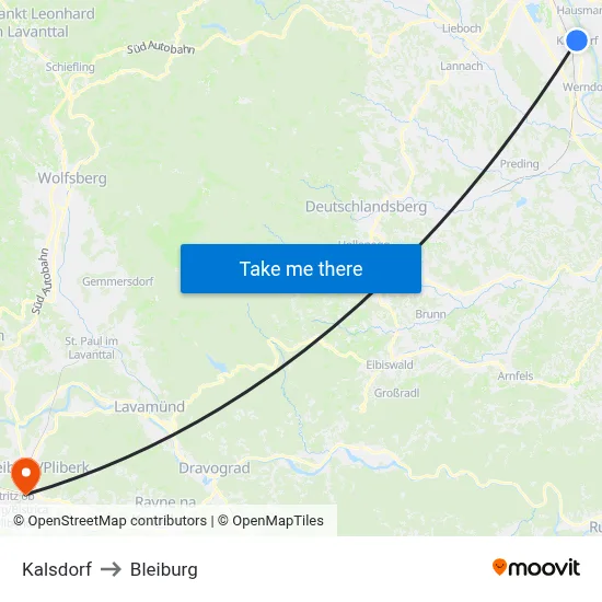 Kalsdorf to Bleiburg map