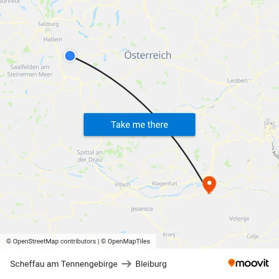Scheffau am Tennengebirge to Bleiburg map
