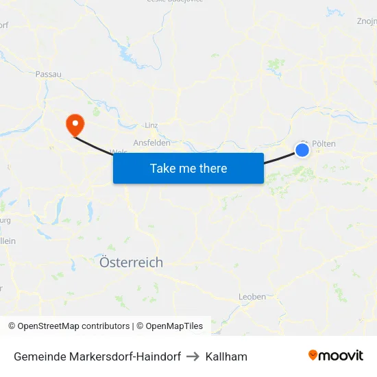 Gemeinde Markersdorf-Haindorf to Kallham map