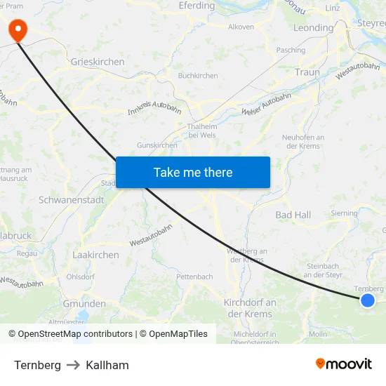 Ternberg to Kallham map
