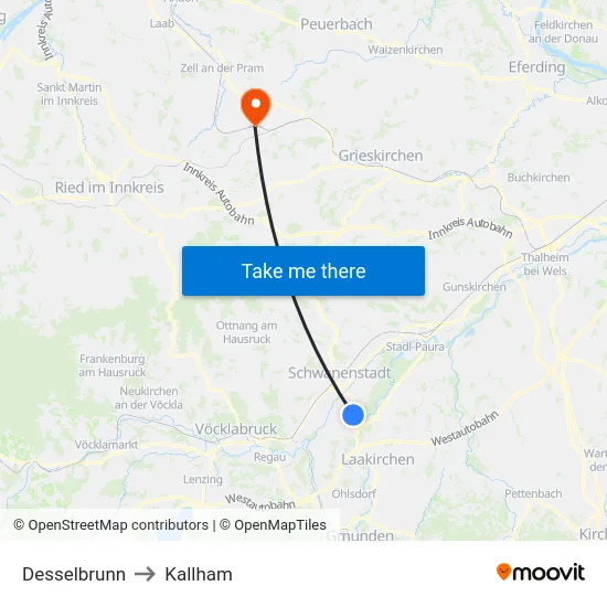 Desselbrunn to Kallham map