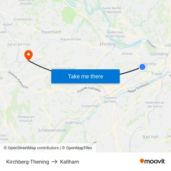 Kirchberg-Thening to Kallham map