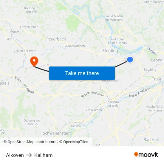 Alkoven to Kallham map