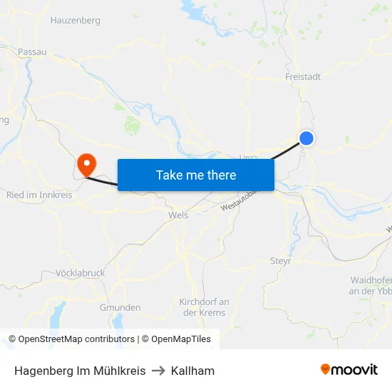 Hagenberg Im Mühlkreis to Kallham map