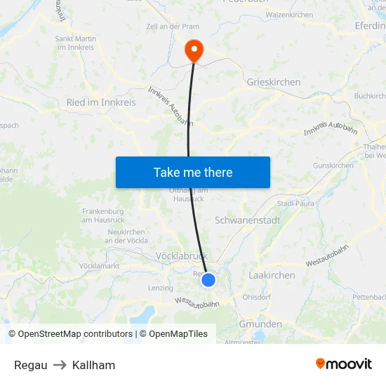 Regau to Kallham map