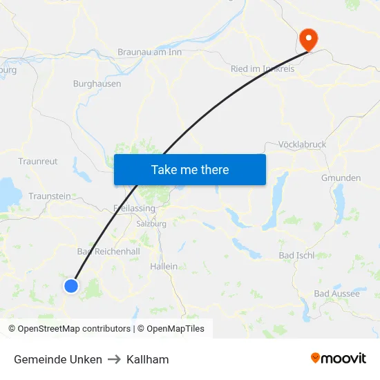 Gemeinde Unken to Kallham map