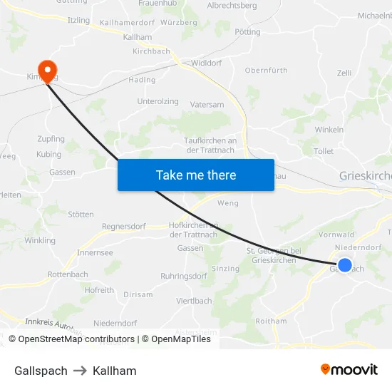 Gallspach to Kallham map