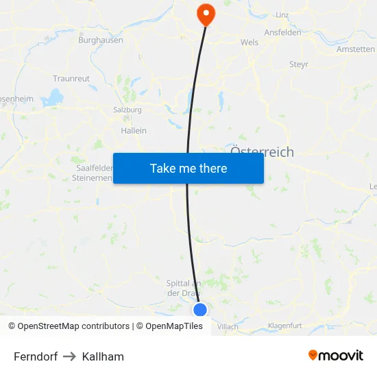 Ferndorf to Kallham map