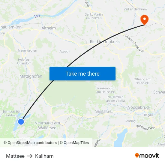 Mattsee to Kallham map