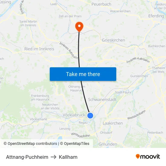 Attnang-Puchheim to Kallham map