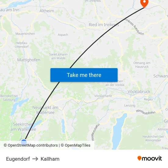 Eugendorf to Kallham map