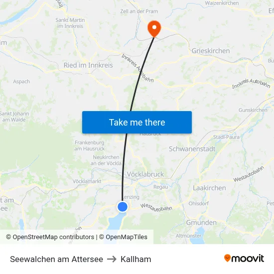Seewalchen am Attersee to Kallham map