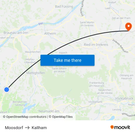 Moosdorf to Kallham map